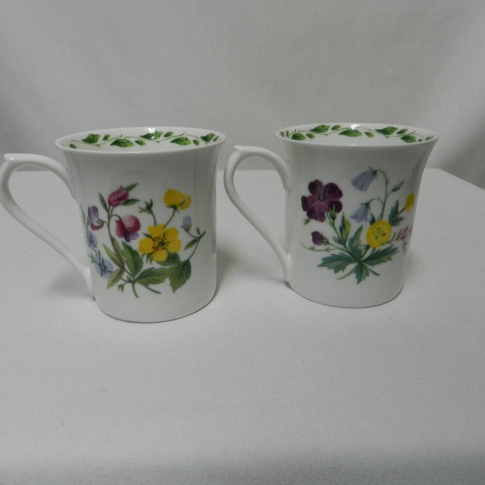 Queen's Fine Bone China Royal Horticultural Society The Garden Tea Cup Mug Set 2